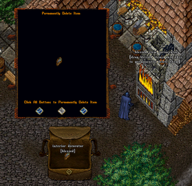 The confirmation menu requires clicking all three buttons to destroy the item.